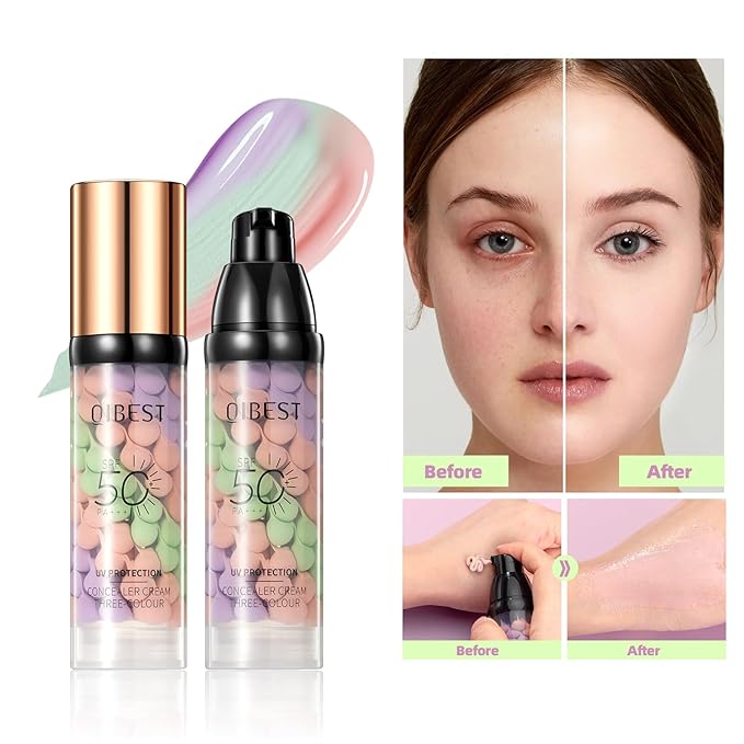 3 in 1 Face Primer Before Makeup, SPF 50 Sunscreen & Color Corrector, Long-Lasting Hydrating Makeup Base, Smoothes Fine Lines, Oil Control, Tone Correcting, Blurs Pores, Lightweight Pore Minimizer