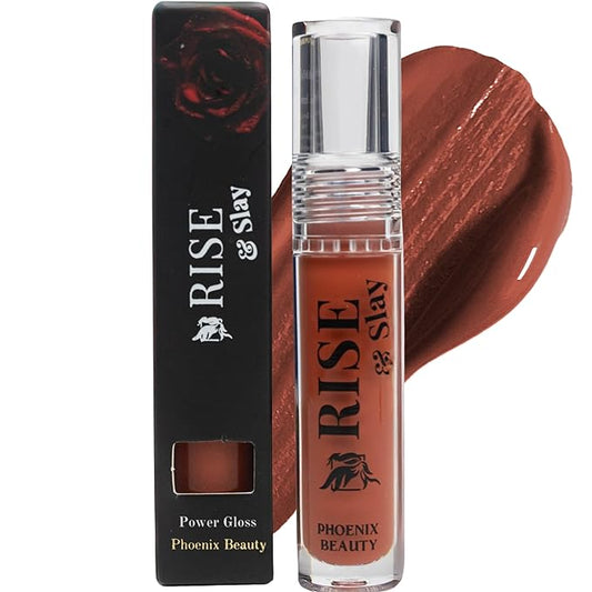 Power Gloss – Nude Brown Non-Sticky Lip Gloss with High Pigment, Jojoba, Vitamin E, Castor Oil & Hyaluronic Acid for Smooth, Everyday Moisture (Mochatini)