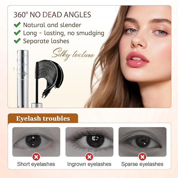 Mascara for Older Women 60 Plus, 2026 New Mascara Volume and Length for Mature Women with Thinning Lashes, Non Clumping Waterproof Long Wear (Brown)