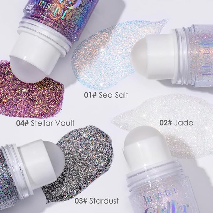 Roll-on Face Body Glitter Gel for Women Kids, Holographic Chameleon Color Glitter Gel Long Lasting Shimmer Makeup for Singer Concerts Music Festival Halloween Rave Accessories (#1 Sea Salt)