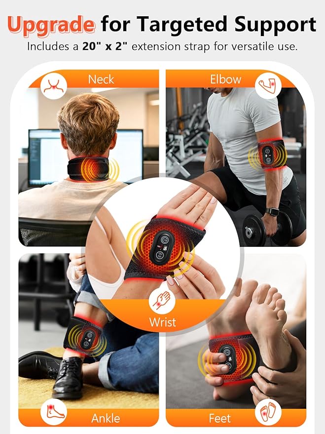 Red Light Therapy for Hand Wrist with Heat & Massage, 3000mAh Controller Infrared Light with 108 Beads Wrist Brace & Hands Wrap Pad for Knee Ankle Foot Joint
