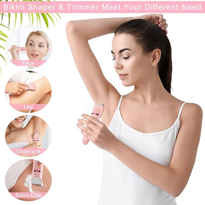 Scttomon Electric Lady Shaver for Women - Painless Razor, Bikini Trimmer, Facial Hair Removal, Body Trimmer for Face, Legs, Underarm, Pubic - Wet and Dry Flawless 3 in 1