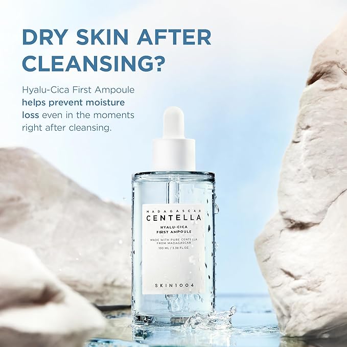 SKIN1004 Hyalu-Cica First Ampoule, 3.38 fl.oz,100ml, Korean Hydrating Face Serum with Hyaluronic Acid, Madagascar Centella Asiatica, First Step Facial Ampoule Serum for Deep Moisture, Korean Skin Care