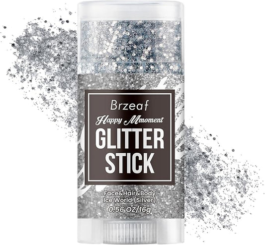 Brzeaf Christmas Body Glitter Stick, Waterproof & Long Lasting, Hair Eyeshadow Face Body Glitter, Singer Concert Music Rave Festival, Glitter Stick Makeup & Face Glitter Gel