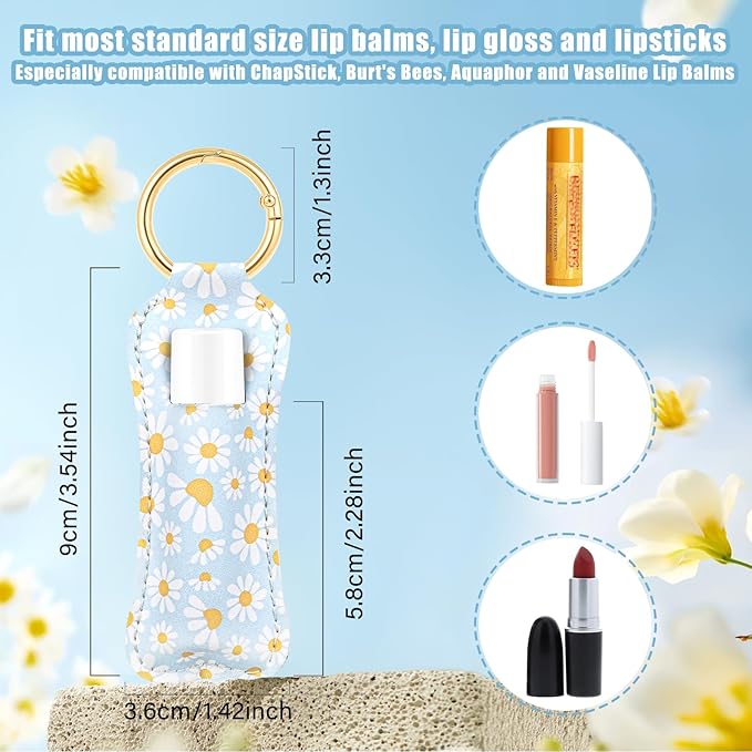 WK IEASON Lip Balm Holder for Chapstick Lipstick Sleeve Keychain,Small Christmas Gifts Stocking Stuffers for Teen Girls Women