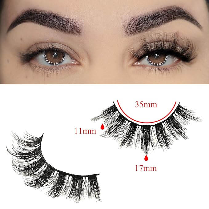 FARRED Lashes False Eyelashes Wispy Mink Lash Strips Natural Doll Eye Fake Eyelash Fluffy Wispies D curl Spiky Eye Lash Pack Easy Manga Lashes for Beginners (F6 | 11-17mm)