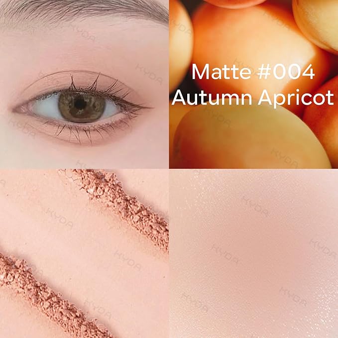 KYDA Single Matte Eyeshadow, Light Apricot Peach Eyeshadow, Ultra-fine Smooth Powder, Lightweight Blendable Formula, Warm Tone Eyes Makeup, Autumn Apricot