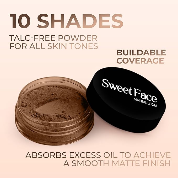 EBONY FOUNDATION (5g Sample Size Jar) – Loose Mineral Foundation Powder – Matte Finish, Buildable Coverage for Deep Neutral Skin – Sweet Face Minerals, SPF 30