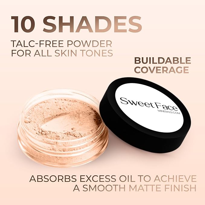 PINK BISQUE FOUNDATION (30g Full Size Sifter Jar) – Matte Mineral Foundation – Buildable Loose Powder Makeup for Soft Natural Coverage – Sweet Face Minerals SPF 30