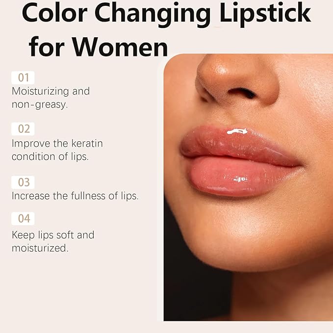 Color Changing Lipstick for Women, PH Lipstick Color Changing, Clear Lip stick That Changes Color (1OZ)