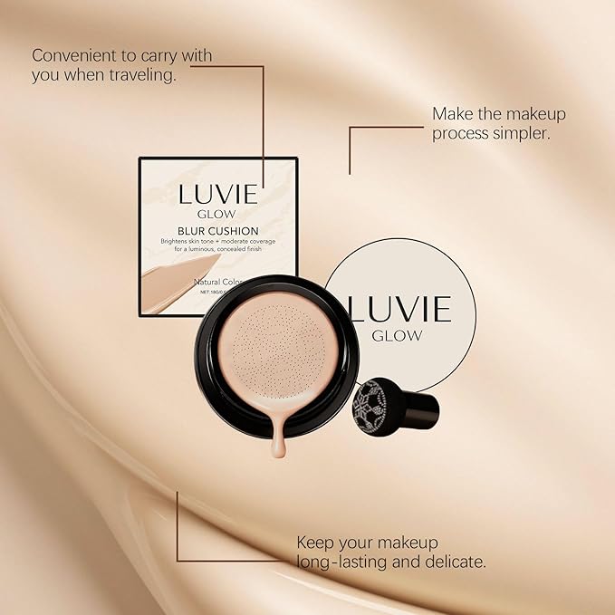 Luvie Glow Foundation Cushion, 2026 New Mushroom Head Air Cushion CC Cream, Air Cushions Foundation Moisturizing Concealer Brighten Long-Lasting for All Skin Types (Warm)