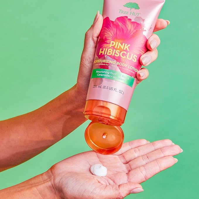 Tree Hut Pink Hibiscus Moisturizing Body Lotion, Ceramide and Squalene Formula Helps Protect Skin, Long-lasting Hydration Leaves Skin Feeling Soft & Moisturized, 8.5 fl oz.