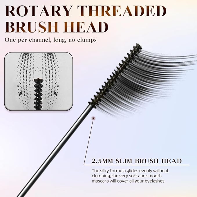 Ultra-Fine Lengthening Waterproof Quick-Dry Mascara, Ultimate Length Volumizing Lashes, for Tiny and Lower Eyelashes & Older Women, Waterproof, Smudge-Proof, Clump-Proof (Black)