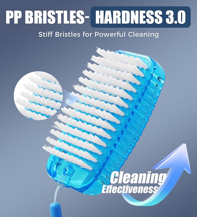 Nail Brush for Cleaning Fingernails, Larbois 2 Pack Two-Sided Extra-Wide Fingernail Brush for Cleaning Stiff Bristles Nail Scrubber Brush Mechanic Hand Scrub Brush with Hanging Rope