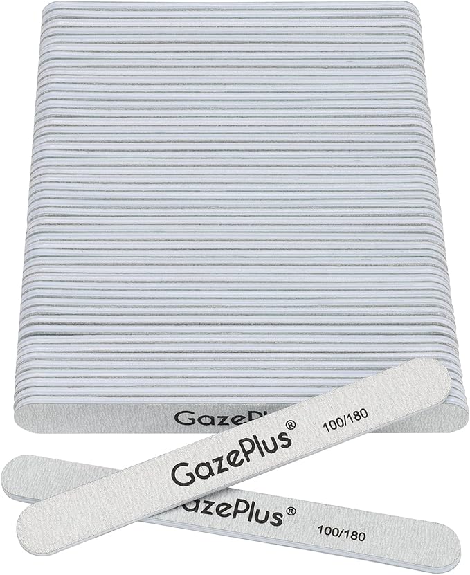 Nail Files, 50 PCS Fingernail Files 7" Long 100/180 Grit Emery Boards for Nails Professional Nail File Bulk Washable Suitable for Both Acrylic and Natural Nails Zebra