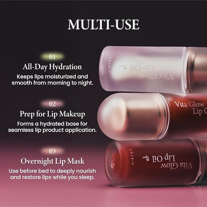 AXIS-Y Vita Glow Lip Oil with Vitamin E & Ceramide - Nourishing & Revitalizing Dry, Chapped Lips with Long Lasting Moisturization - Vegan Korean Skin Care Lip Treatment - 0.13 fl. oz. (Dreamy Olive)