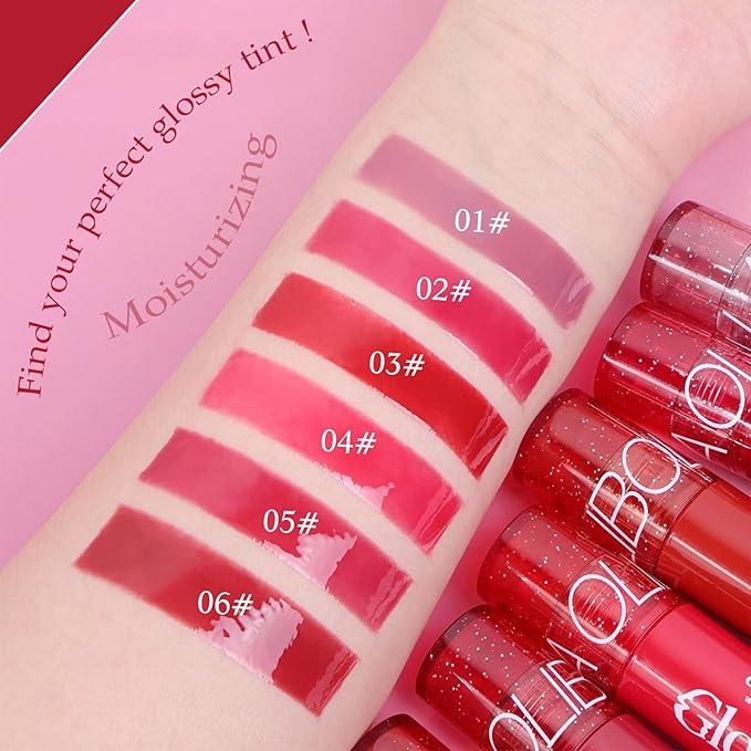 Mirror Flow Lip Gloss - Water Mirror Effect, High-Shine & Non-Sticky, Long Lasting Hydrating, Volumizing, Reduces Lip Lines, No Pigment Deposition, 6 Shades (0.12 fl.oz)
