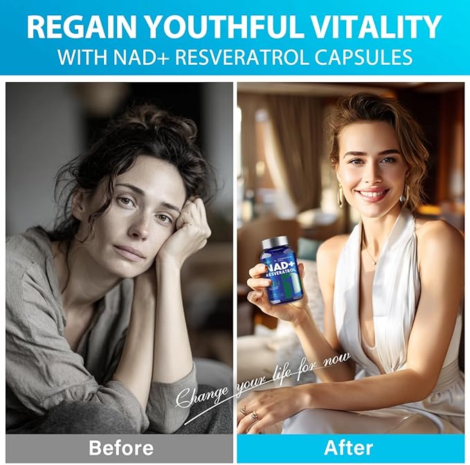 Nicotinamide Adenine Dinucleotide Supplement 1500mg with Resveratrol, 120 Capsules NMN Alternative for Cellular Energy, Anti-Aging & Antioxidant Support, Vegan & Non-GMO Formula