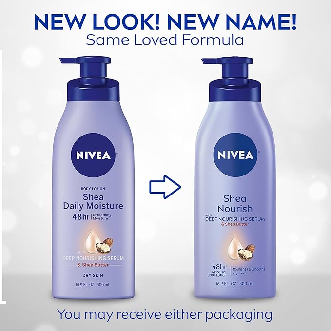 NIVEA Smooth Daily Moisture Body Lotion, Shea Butter 16.9 oz (Pack of 2)