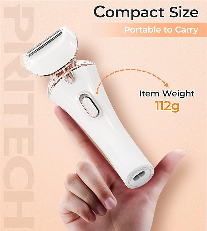 PRITECH Electric Razor for Women - Rechargeable Shaver for Women Portable Lady Shaver for Legs, Arm, Underarms, Bikini, USB Rechargeable, Wet & Dry Waterproof Bikini Trimmer for Woman, Gold