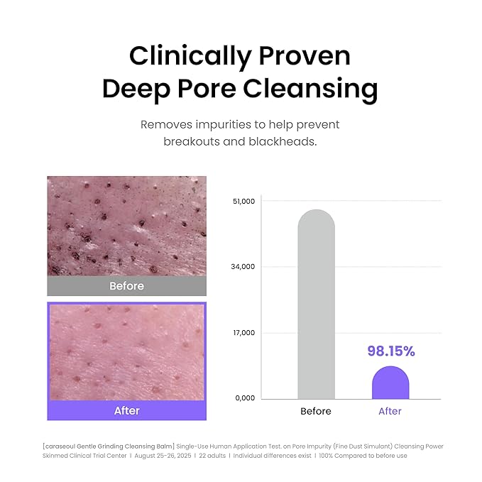 caraseoul Gentle Grinding Cleansing Balm Makeup Remover with BHA Salicylic Acid & Bakuchiol, Vegan, Non-Greasy Texture, Cleansing Oil Travel Size, Korean Skin Care, For All Skin Type (50ml/1.69 fl.oz)