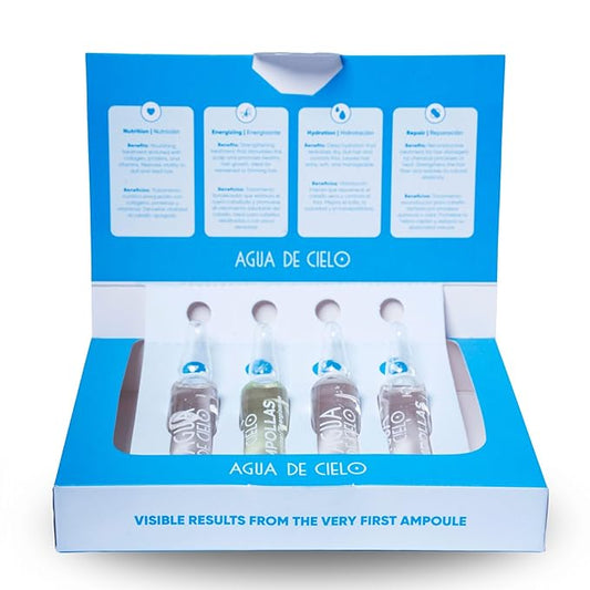 Agua de Cielo Hair Ampoules Set - Intensive Hair Treatment for Damaged Hair, Nourish, Hydrate, Repair & Growth - 4 Ampoules of 10ml
