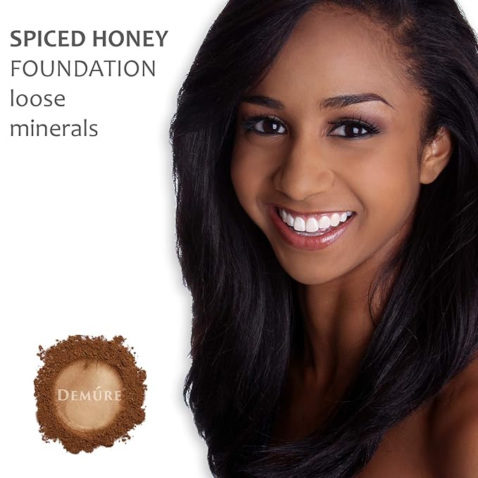 Demure Mineral Make Up, Spiced Honey Mineral Foundation Makeup, Concealer Makeup, Natural Makeup Made with Pure Crushed Minerals, Loose Face Powder.