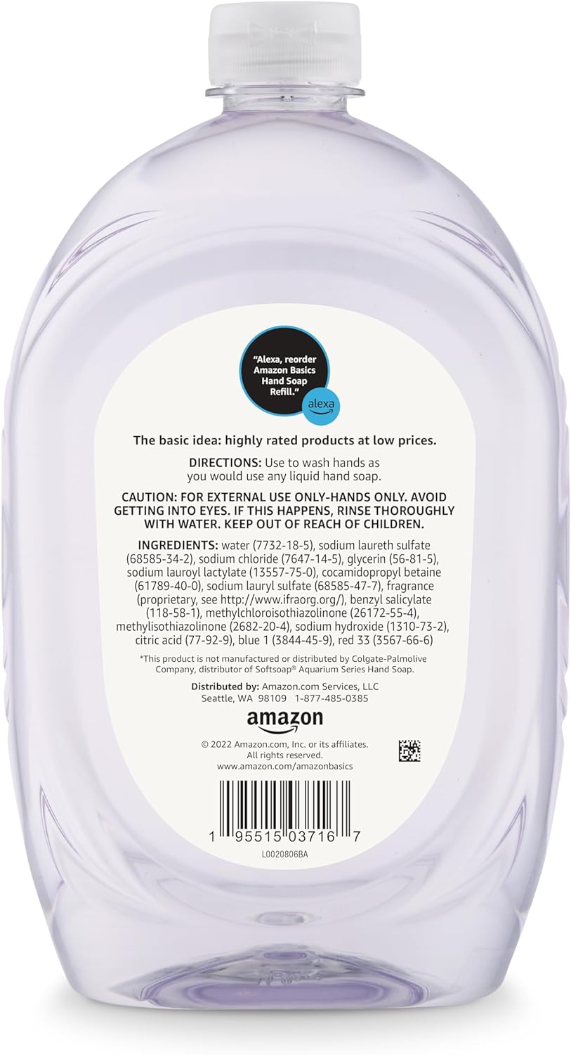 Gentle & Mild Clear Liquid Hand Soap Refill, Triclosan-Free, Dermatologist-Tested, Ph Balanced, Cruelty-Free, 50 Fluid Ounces, 1-Pack (Previously Solimo)