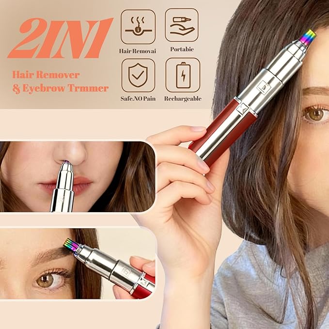 Electric Eyebrow Trimmer for Women Men 2-in-1 Rechargeable Nose Hair Remover Waterproof Eyebrow Shaver for Women with USB Charging, Black