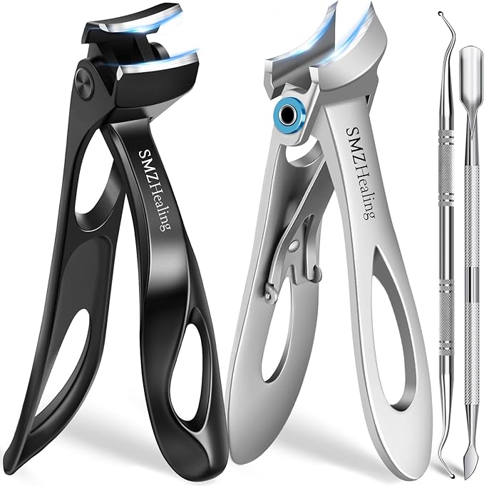 Toenail Clippers for Seniors Thick Toenails, 2026 Angled Head Heavy Duty Large Toe Nail Clippers for Men, Very Sharp Slanted Curved Blade Toenail Clippers 4PCS Set