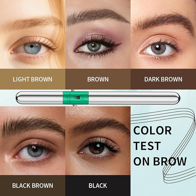 Microblading Eyebrow Pen, 4 Tip Precise Microblade Eyebrow Pencil That Looks Like Hair, Waterproof Natural Eye Brow Pencils for Women, Non Dry Out and Last All Day (Black)