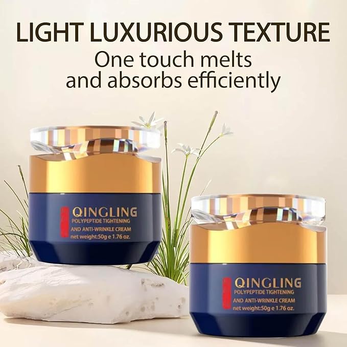 Qingling Face Cream, Quinglin Crema Para Arrugas, Qingling Wrinkle Removal Cream, Polypeptide Tightening and Anti-Wrinkle Cream, Facial Neck Eye Cream Anti-Aging for Men & Women (1)