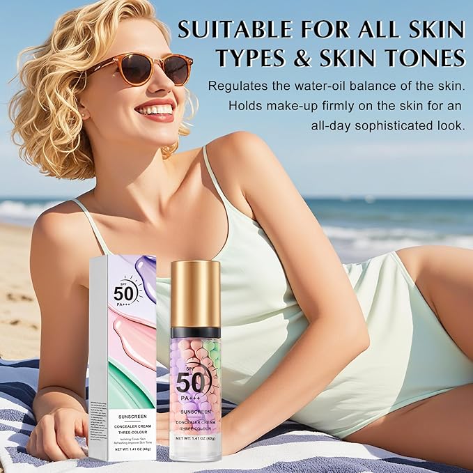 3 in 1 Primer for Face Before Makeup, SPF 50 PA+++, One Step Color Correcting Makeup Face Primer, Oil Control Moisturizing Sunscreen Makeup Color Corrector Facial Serum Radiance Skin