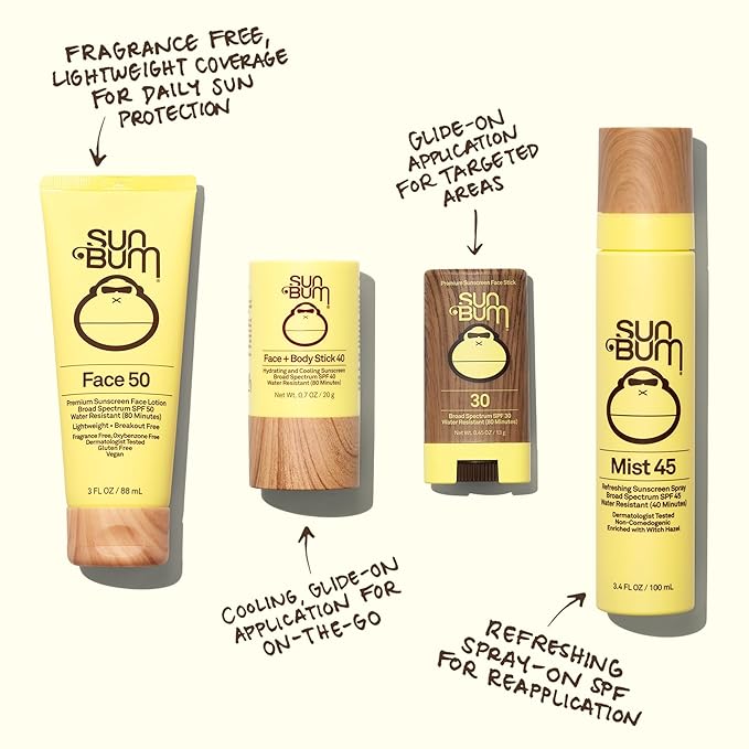 Sun Bum Original SPF 30 Face Stick Sunscreen - Water-Resistant Broad Spectrum Facial Sunscreen with Vitamin E - Hawaii 104 Act Compliant (Without Octinoxate & Oxybenzone) - Travel Friendly - 0.45 oz