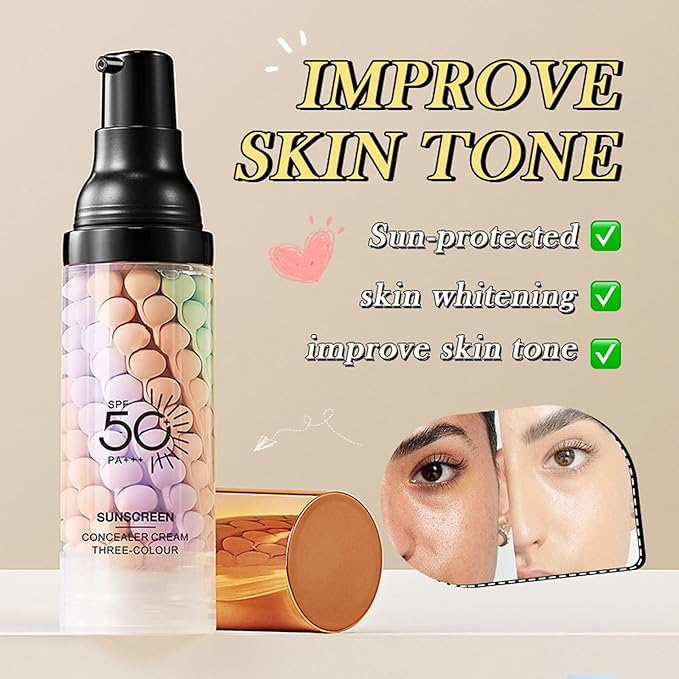 3 In 1 Primer for Face Before Makeup, Face Tinted Moisturizer Sunscreen Isolation Cream,SPF 50,One Step Color Corrector Primer, Makeup Primer Oil Control & Concealer Skin Tone Correcting,Radiance Skin