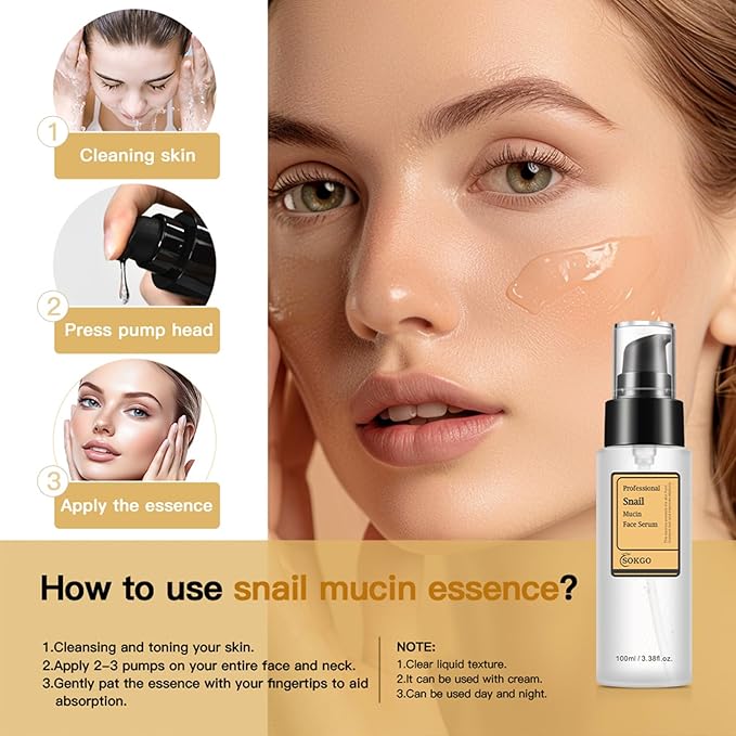 Professional Snail Mucin Serum, Intensive Hydration and Repair for Healthy Skin