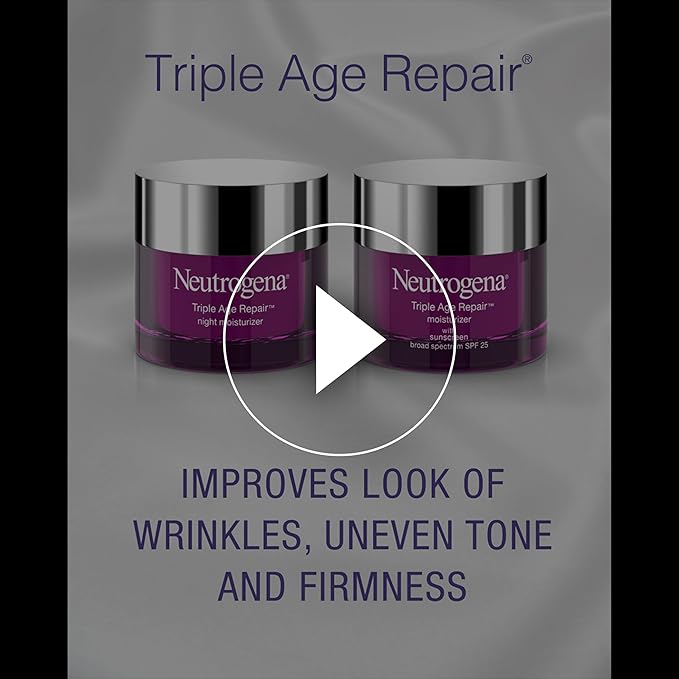 Neutrogena Triple Age Repair Face Moisturizer - with Hexinol Technology & Vitamin C, Anti-Wrinkle Face Cream with SPF 25, Visibly Reduces Wrinkles & Firms Skin, 1.7 oz