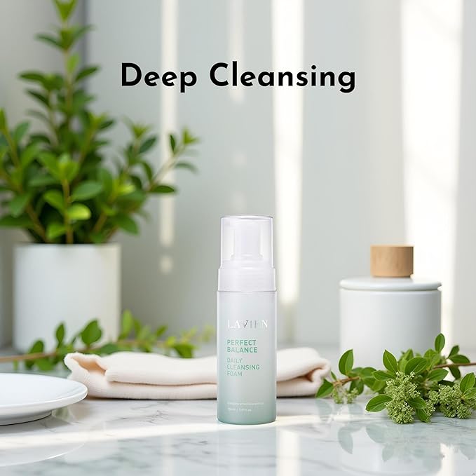 LAVIEN Perfect Balance Daily Cleansing Foam - Mild Bubble Foam Cleanser, Skincare Routine - Gentle On All Skin Types - 5.97 Fl Oz (150ml) Bottle