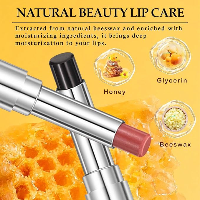 2PCS Honeynoir-Pink Honey Lipstick, Moisturizing Lip Color, Nourishing Lip Balm, Honey Noir Lipstick Suitable for All Skin Tones, Natural Lip Care, Long-Lasting Moisturization Non-Sticky