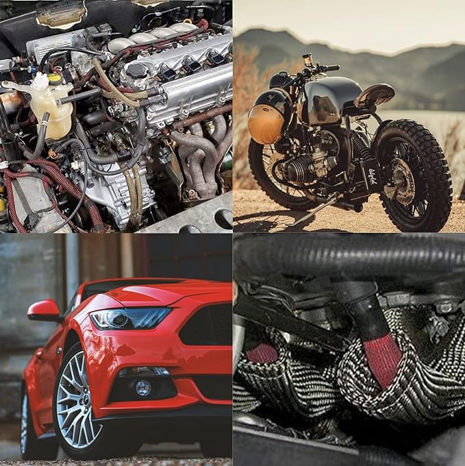 Heat Shield Sleeve Fuel Line Heat Shield Auto Hose Spark Plug Wire heat Shield Protectors Boots Roll 2500 Degree for Car&Auto Wire Loom Brake Cable (1/2" IDX10', Titanium)