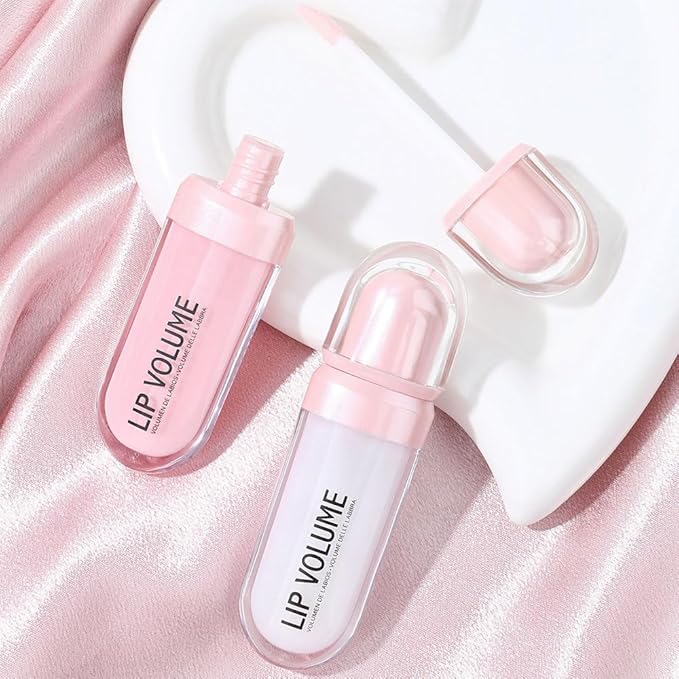 Hydrating Lip Gloss with Hyaluronic Acid, Plump pH Hyaluron Lip Oil, Lip Tint with 24HR Hydration, Volumizing Shine and Lasting Color, (A03#01+02, 1Pcs)