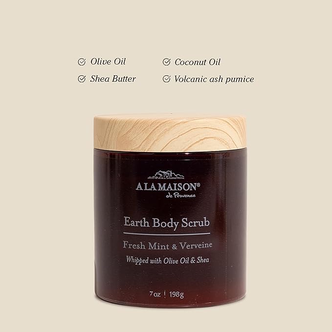 A La Maison Amber Starter Kit - Shower Oil + Body Scrub Fresh Mint & Verveine – Gently Exfoliates & Softens Skin – French Formula, Plant-Based