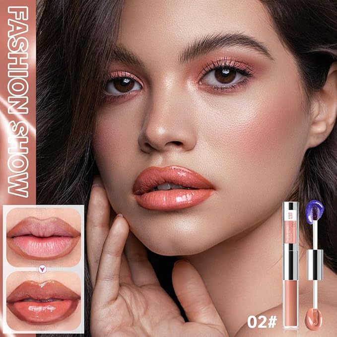 Peel Off Lip Liner & Gloss,Long-Lasting Smudge-Proof Warm Caramel Nude Lip Tint&Lip Stain Liner Hydrating High Shine Gloss for Defined, Fuller Nude Lips Waterproof, Transfer-Proof Soft Glam Lip Makeup