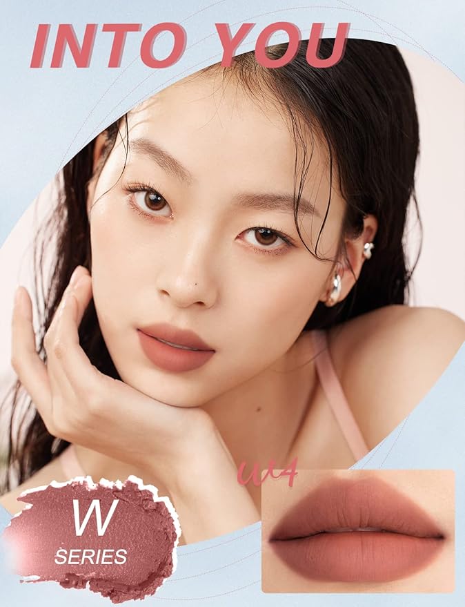 INTO YOU Matte Super Stay Waterproof Lip Stain, Soft Lightweight Smooth Lip Clay Mousse, Dual-Use Nude Lipstick (W4)
