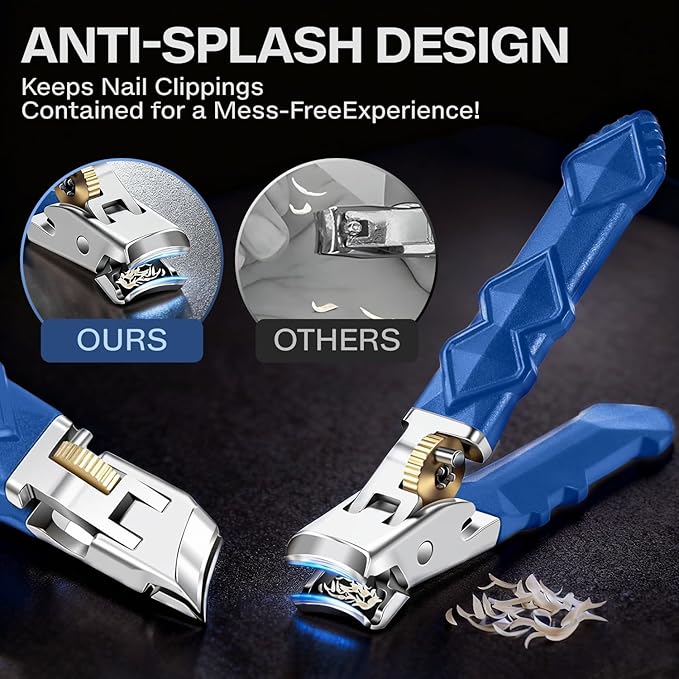 Toenail Clippers for Thick Toenails, Wide Jaw Nail Clippers Set,Heavy Duty Ingrown Toenail Clippers Nail Cutters, Ultra Sharp Slanted Cutter Set with Long Handle for Men, Women & Seniors