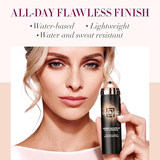 LUMINESS Airbrush Body Coverage - Tattoo Cover Up Makeup - Full Coverage Foundation for Face & Body - Water-Resistant, Long-Wear, Natural Radiant Finish, Light Tan