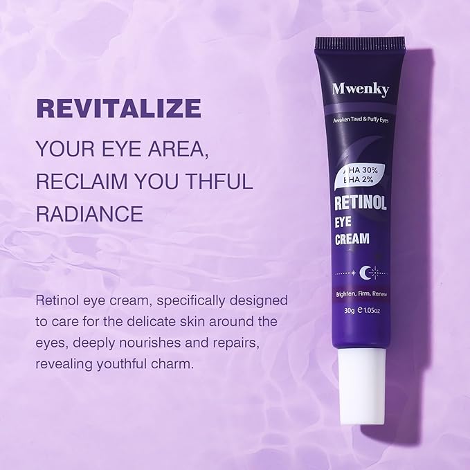 Retinol Eye Cream, Infused with Vitamin C&E to Smooth and Hydrate Skin, Cream for Dark Circles Treatments, Reduce Under, Smooth Wrinkles, Eye Bags, Puffiness
