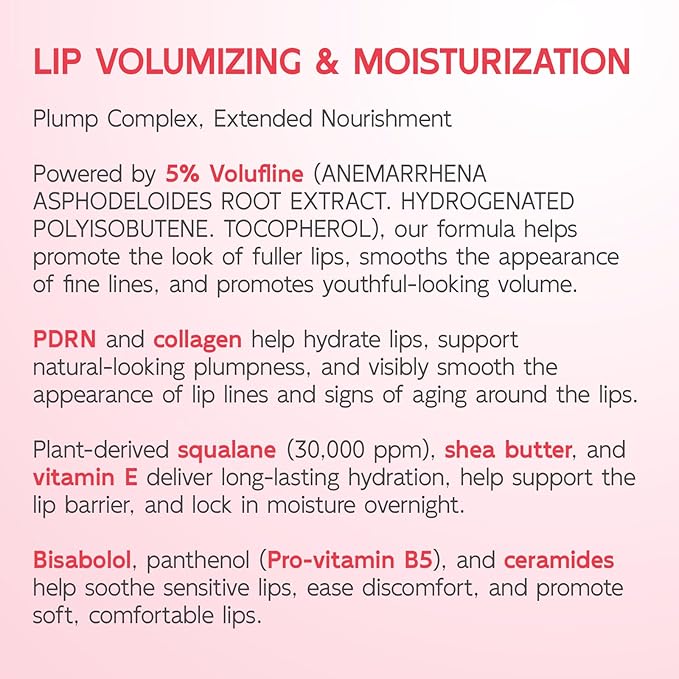 YouthVibe Lip Sleeping Mask Overnight Moisturizing – 5% Volufiline, Squalane, Shea Butter, PDRN & Collagen Hydrating Lip Mask Treatment for Lip Care, Dry & Flaky Lips