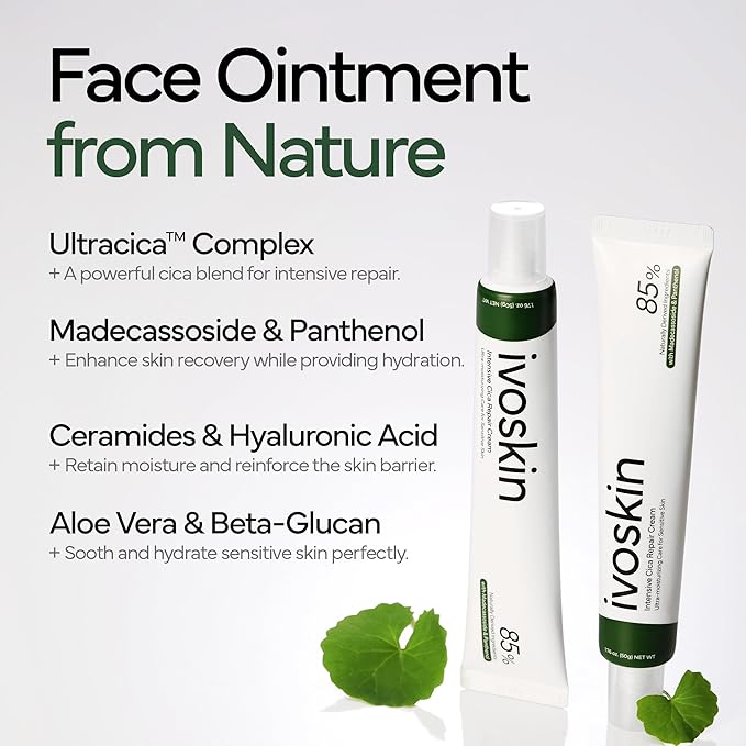 Intensive Cica Repair Cream, Korean Dexpanthenol cream, Restore Skin Barrier, Prevent Acne Breakouts, Ultra-Soothing & Hydrating Care Cream for Sensitive Skin with Madecassoside (1.76oz / 50g)