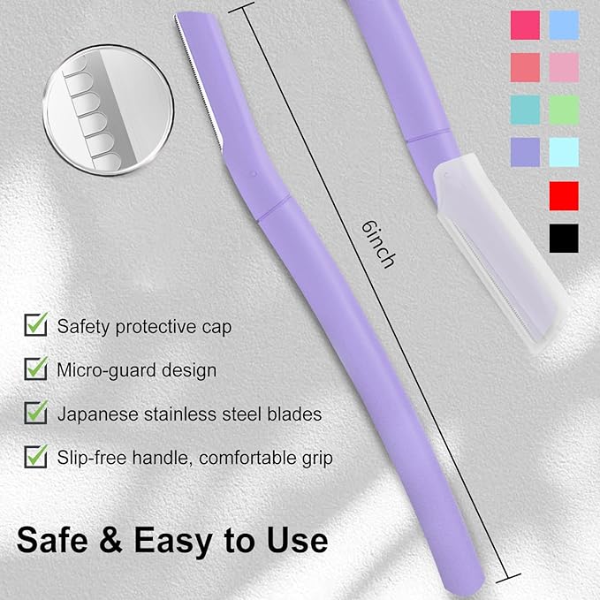 Dermaplane Razor, Face Razors for Women, Dermaplaning Tool with Microblades for Face, Gentle Facial Exfoliation, Peach Fuzz Removal and Eyebrow Shaping, Skin Care Tool for Smoother Skin, Wisteriar